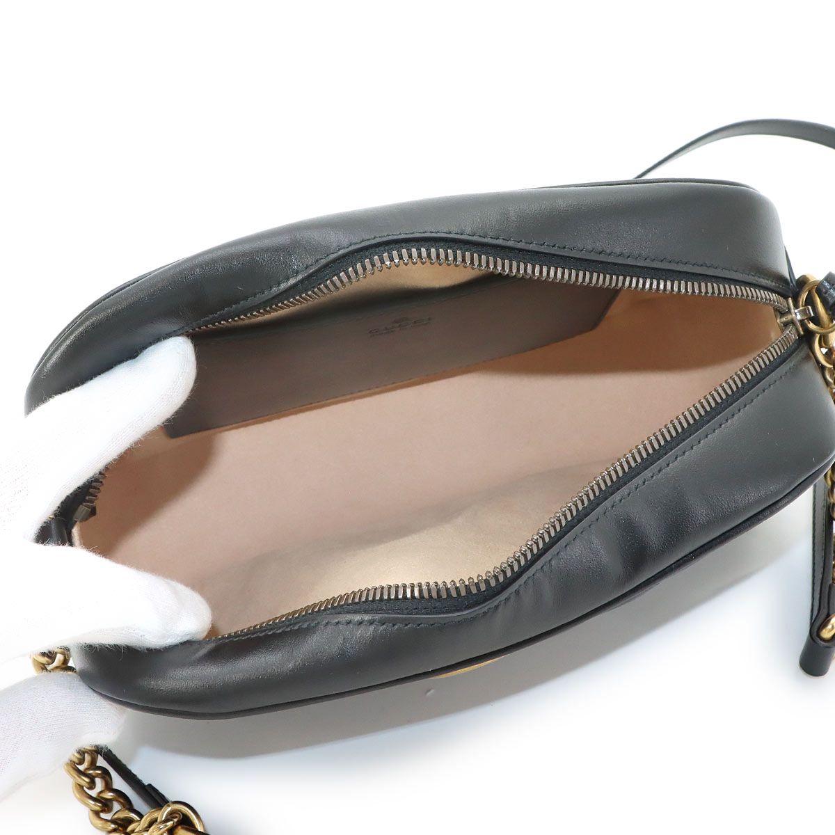 Gucci GG Marmont Chain Shoulder Bag Leather Black — view 6