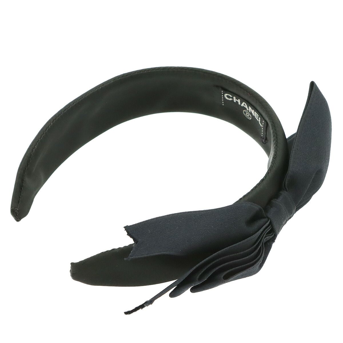 Chanel Ribbon Headband Satin Black Vintage — view 2