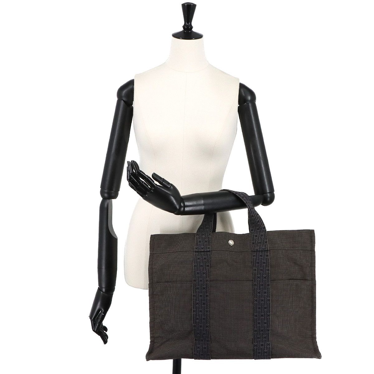 Hermes Her Line MM Tote Canvas Gray Silver Herline MM — view 9