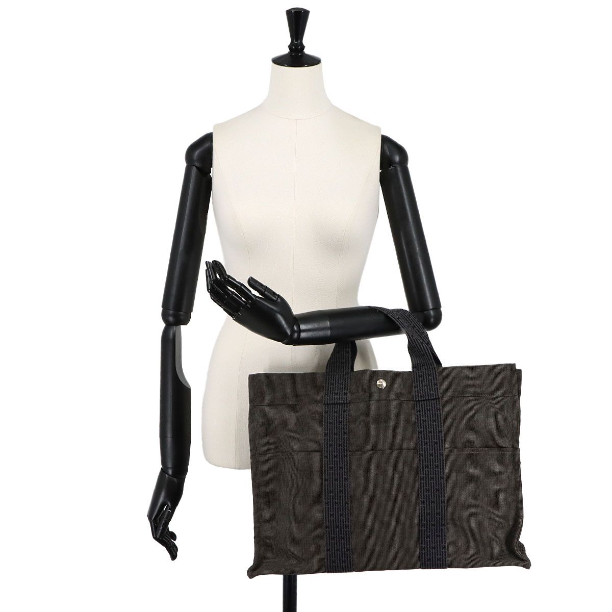 Hermes Her Line MM Tote Canvas Gray Silver Herline MM — view 9