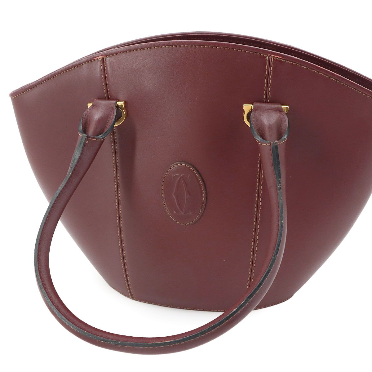 Cartier Must Line Hand Bag Leather Bordeaux Gold — view 9