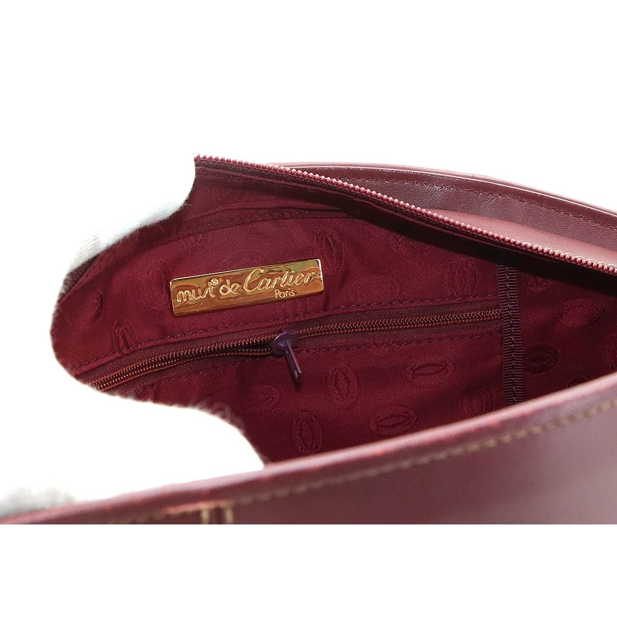 Cartier Must Line Hand Bag Leather Bordeaux Gold — view 7