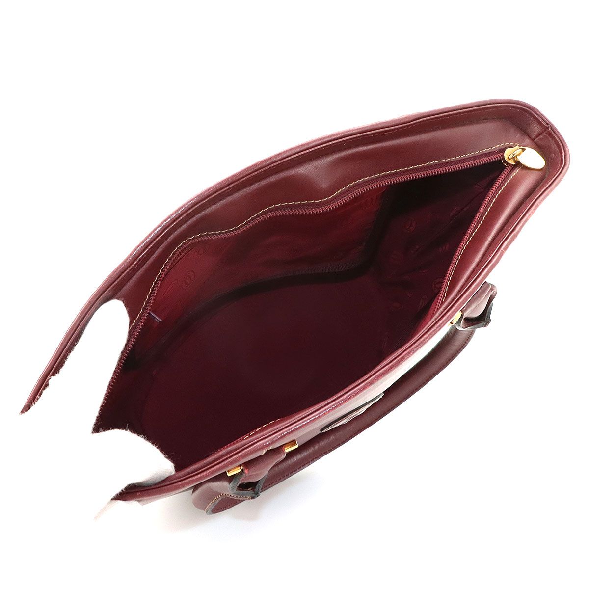 Cartier Must Line Hand Bag Leather Bordeaux Gold — view 6