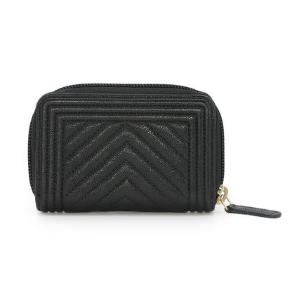 Chanel Boy Zip Coin Purse Caviar Leather Black Gold — view 3
