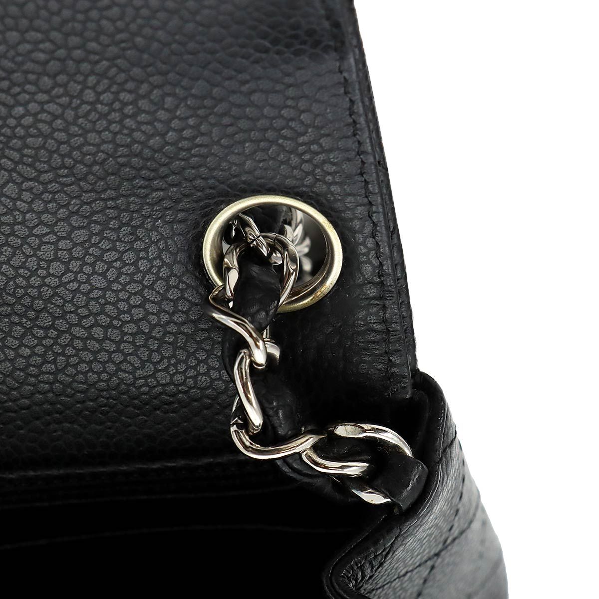 Chanel Mini Quilted Chain Shoulder Bag Caviar Leather Black Silver — view 9