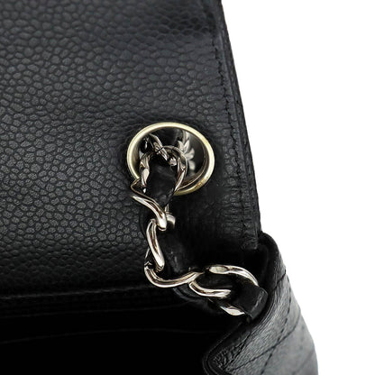 Chanel Mini Quilted Chain Shoulder Bag Caviar Leather Black Silver — view 9