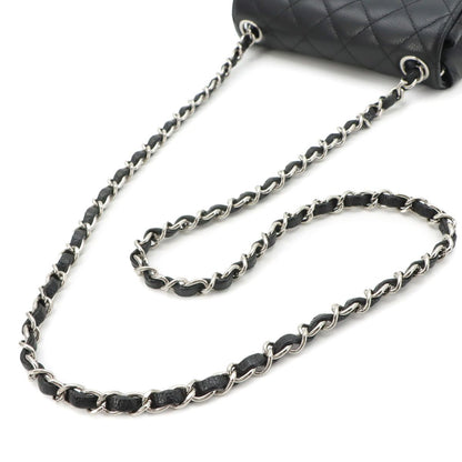 Chanel Mini Quilted Chain Shoulder Bag Caviar Leather Black Silver — view 6