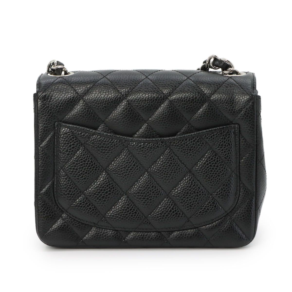 Chanel Mini Quilted Chain Shoulder Bag Caviar Leather Black Silver — view 3