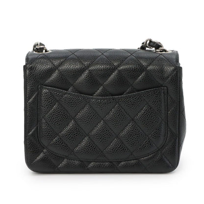 Chanel Mini Quilted Chain Shoulder Bag Caviar Leather Black Silver — view 3