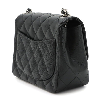 Chanel Mini Quilted Chain Shoulder Bag Caviar Leather Black Silver — view 4