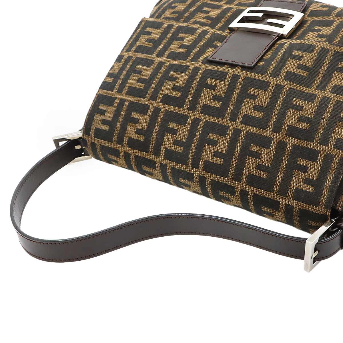 Fendi Zucca Mamma Baguette Shoulder Bag Canvas Leather Brown — view 6