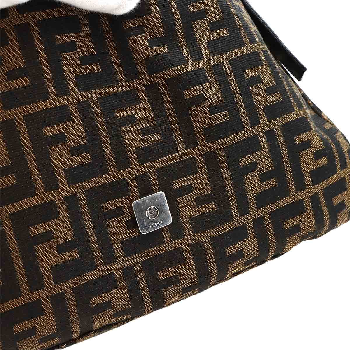 Fendi Zucca Mamma Baguette Shoulder Bag Canvas Leather Brown — view 9