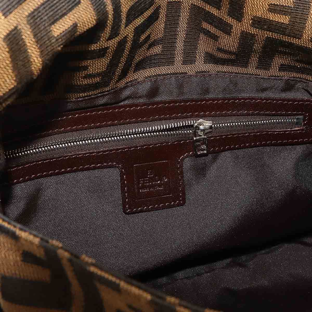 Fendi Zucca Mamma Baguette Shoulder Bag Canvas Leather Brown — view 8