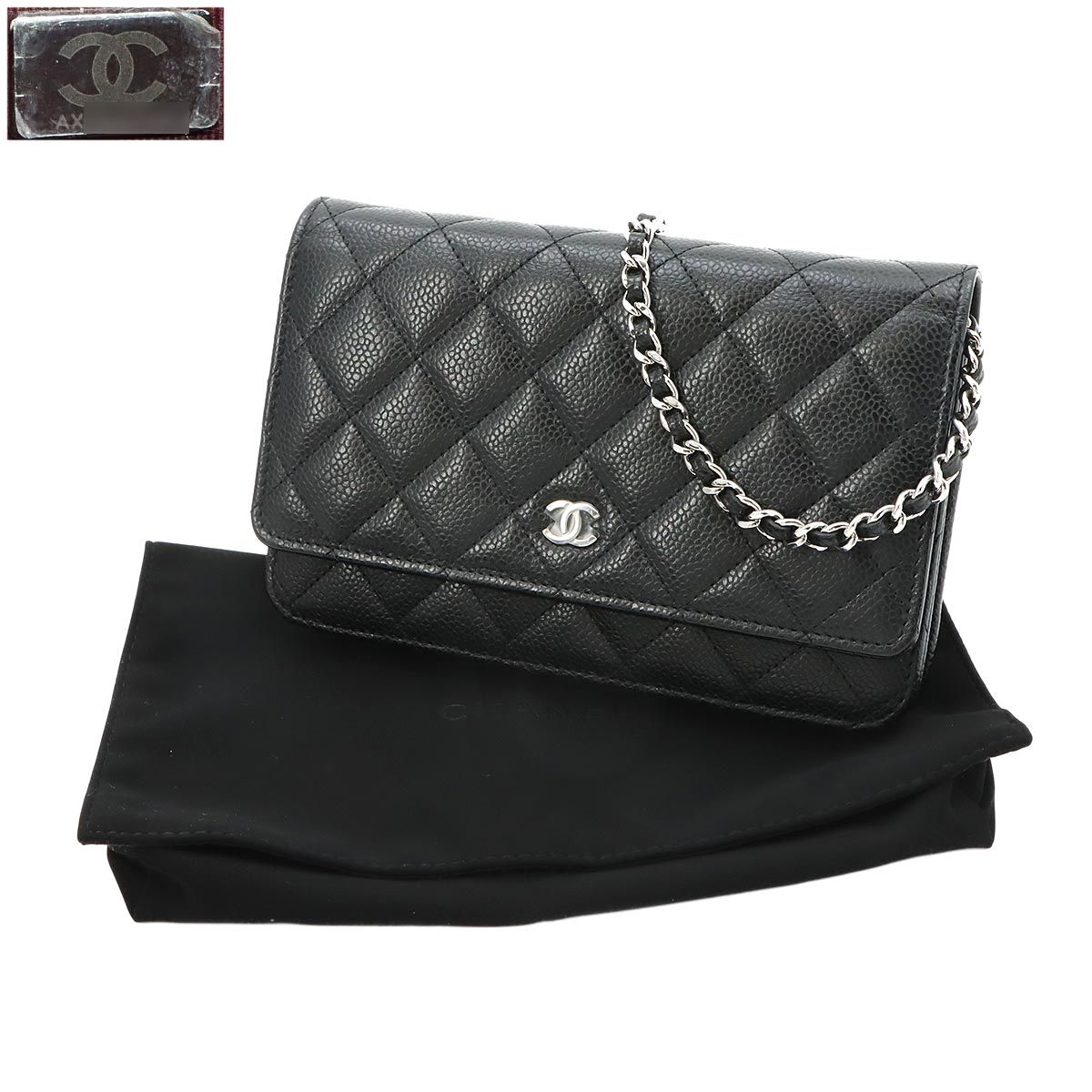 Chanel Quilted Classic Chain Wallet Caviar Leather Black — view 2