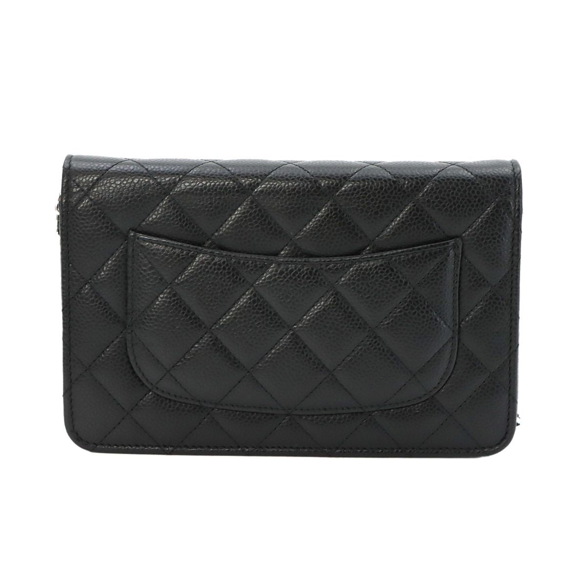 Chanel Quilted Classic Chain Wallet Caviar Leather Black — view 3