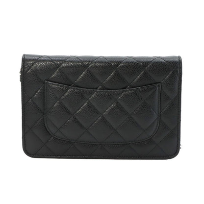 Chanel Quilted Classic Chain Wallet Caviar Leather Black — view 3