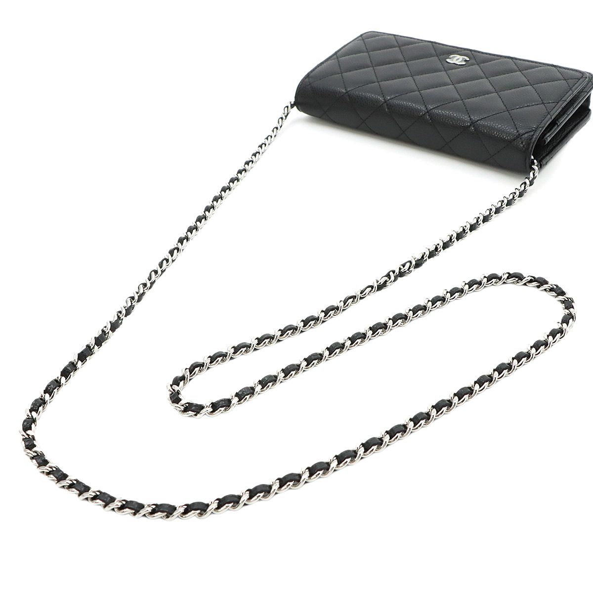 Chanel Quilted Classic Chain Wallet Caviar Leather Black — view 6