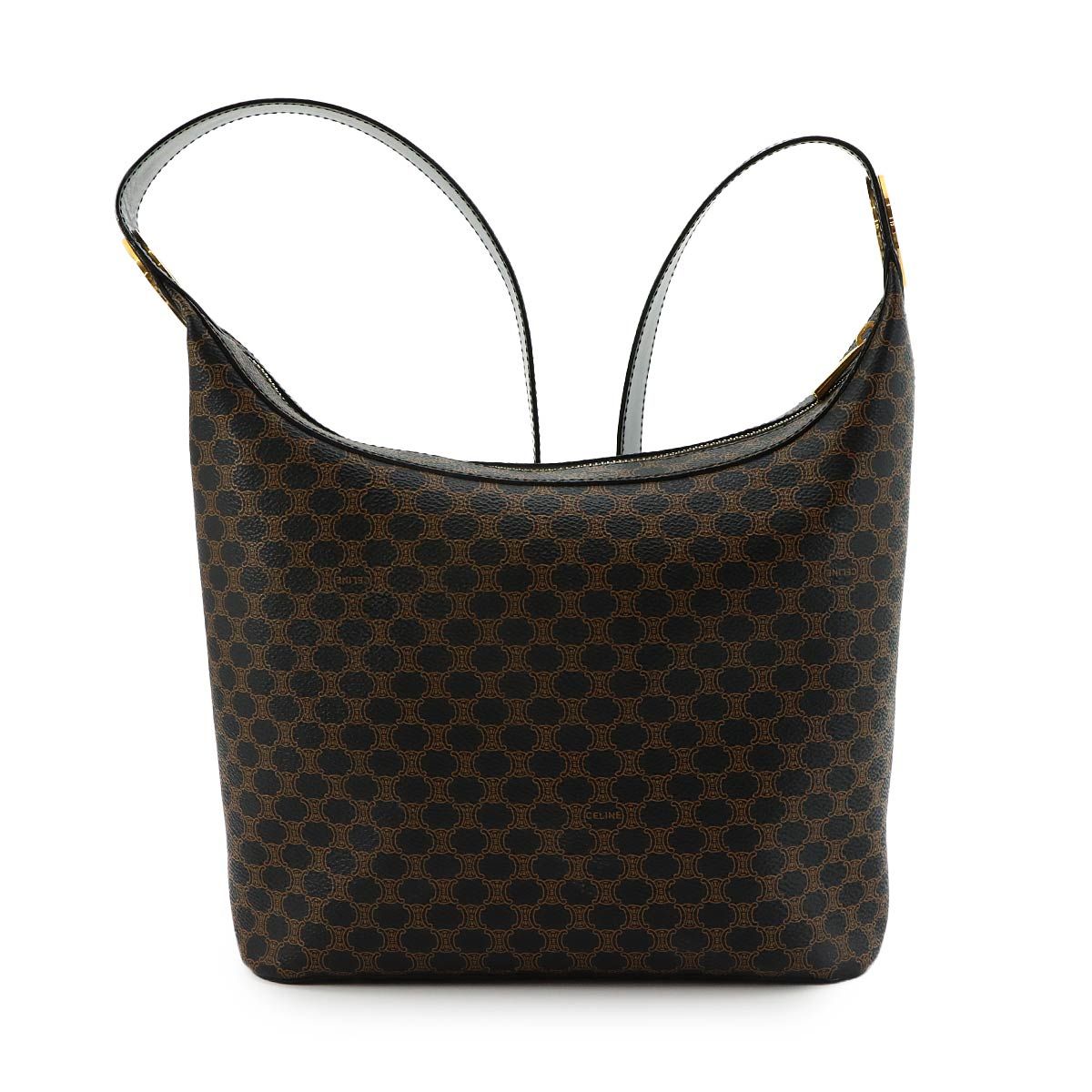 Celine Macadam Shoulder Bag Leather Black Brown Gold Vintage — view 2