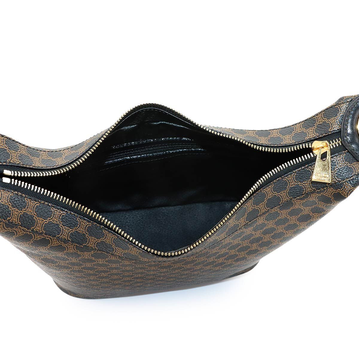 Celine Macadam Shoulder Bag Leather Black Brown Gold Vintage — view 6