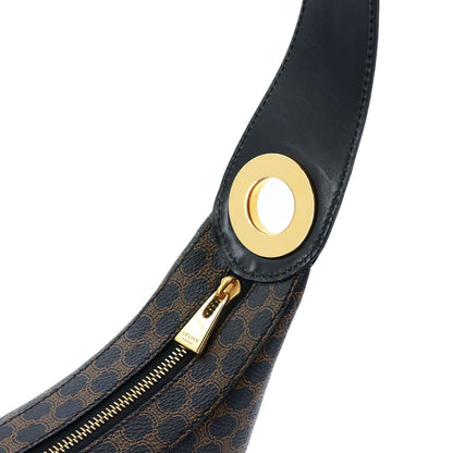 Celine Macadam Shoulder Bag Leather Black Brown Gold Vintage — view 9