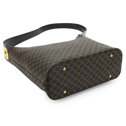 Celine Macadam Shoulder Bag Leather Black Brown Gold Vintage — view 4