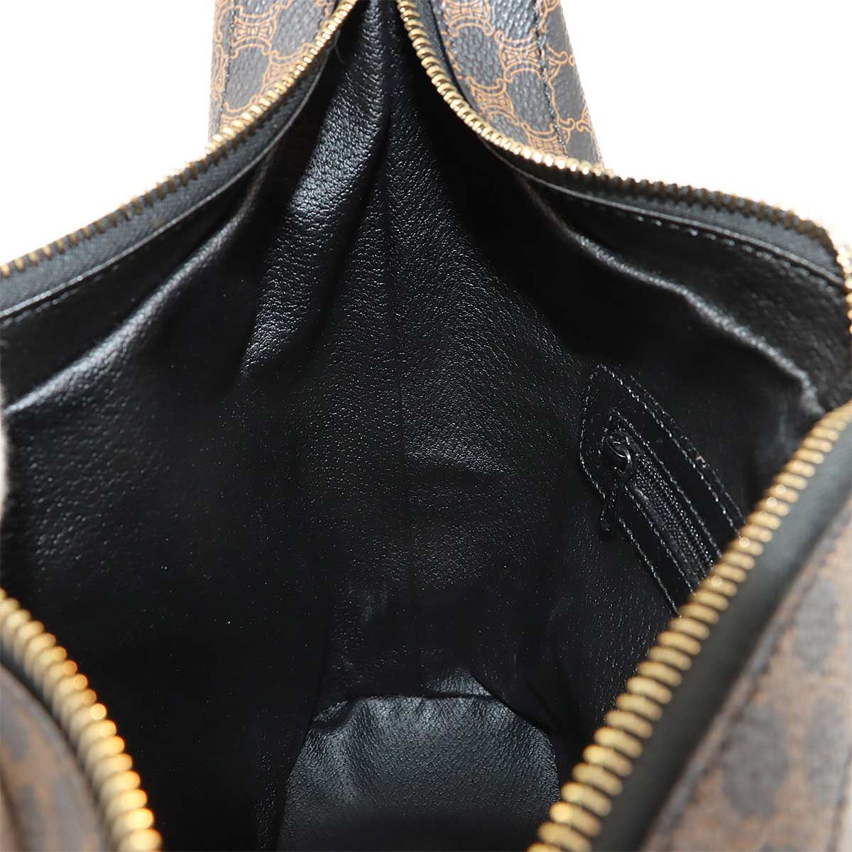 Celine Macadam Shoulder Bag Leather Black Brown Gold Vintage — view 8