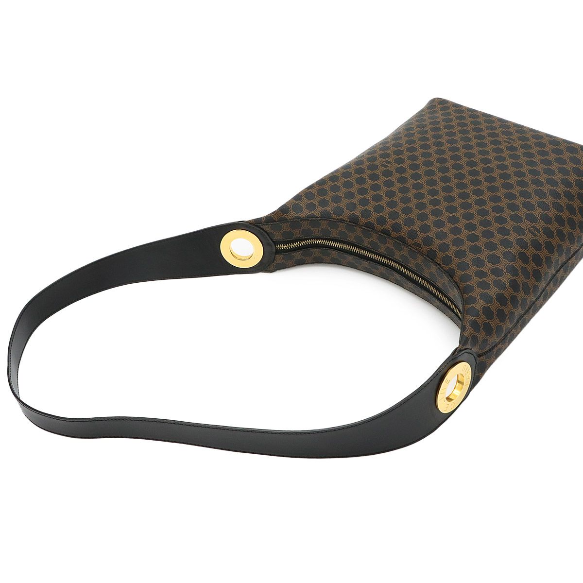 Celine Macadam Shoulder Bag Leather Black Brown Gold Vintage — view 5