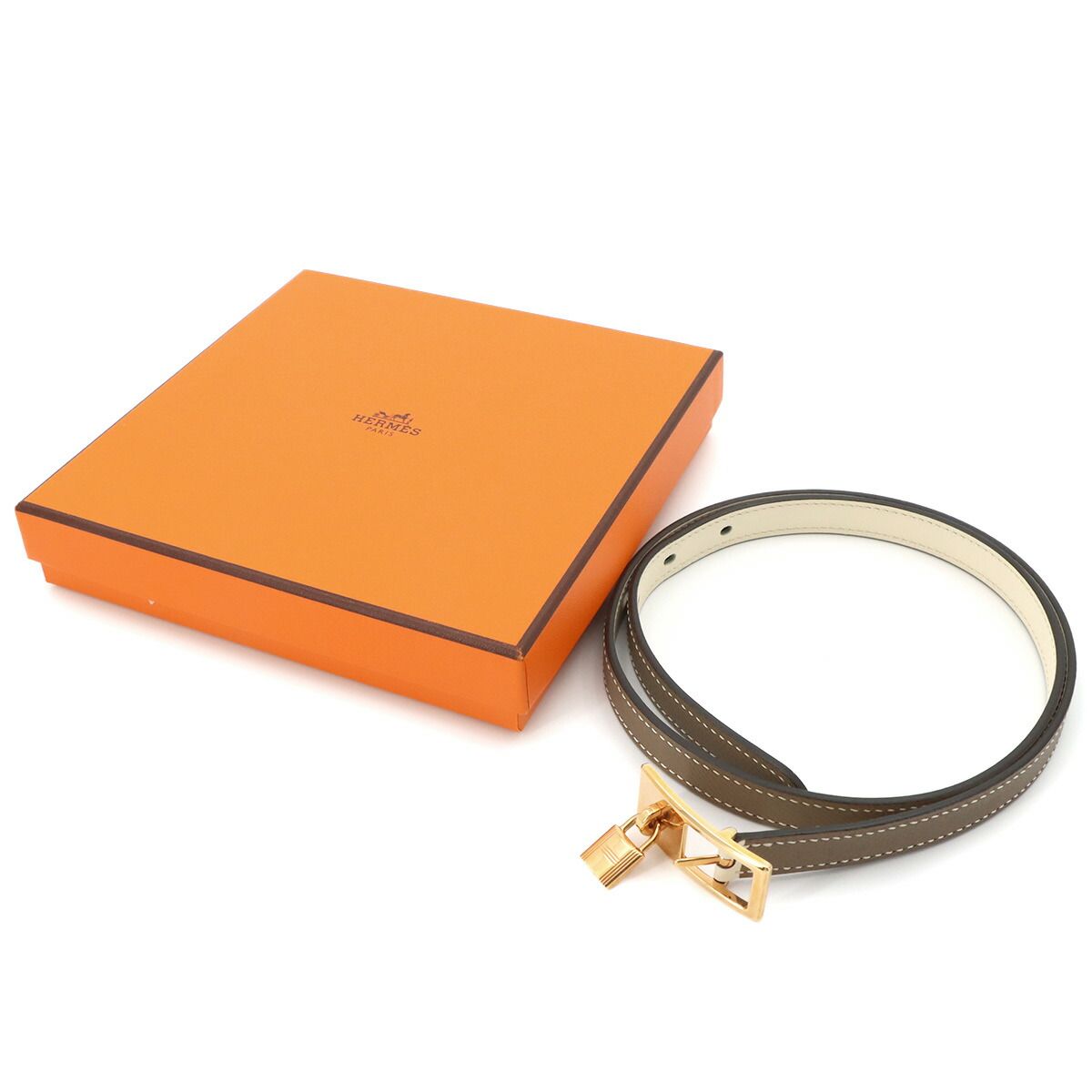 Hermes Lucky 15 Belt Reversible Epsom Etoupe Nata Gold — view 2