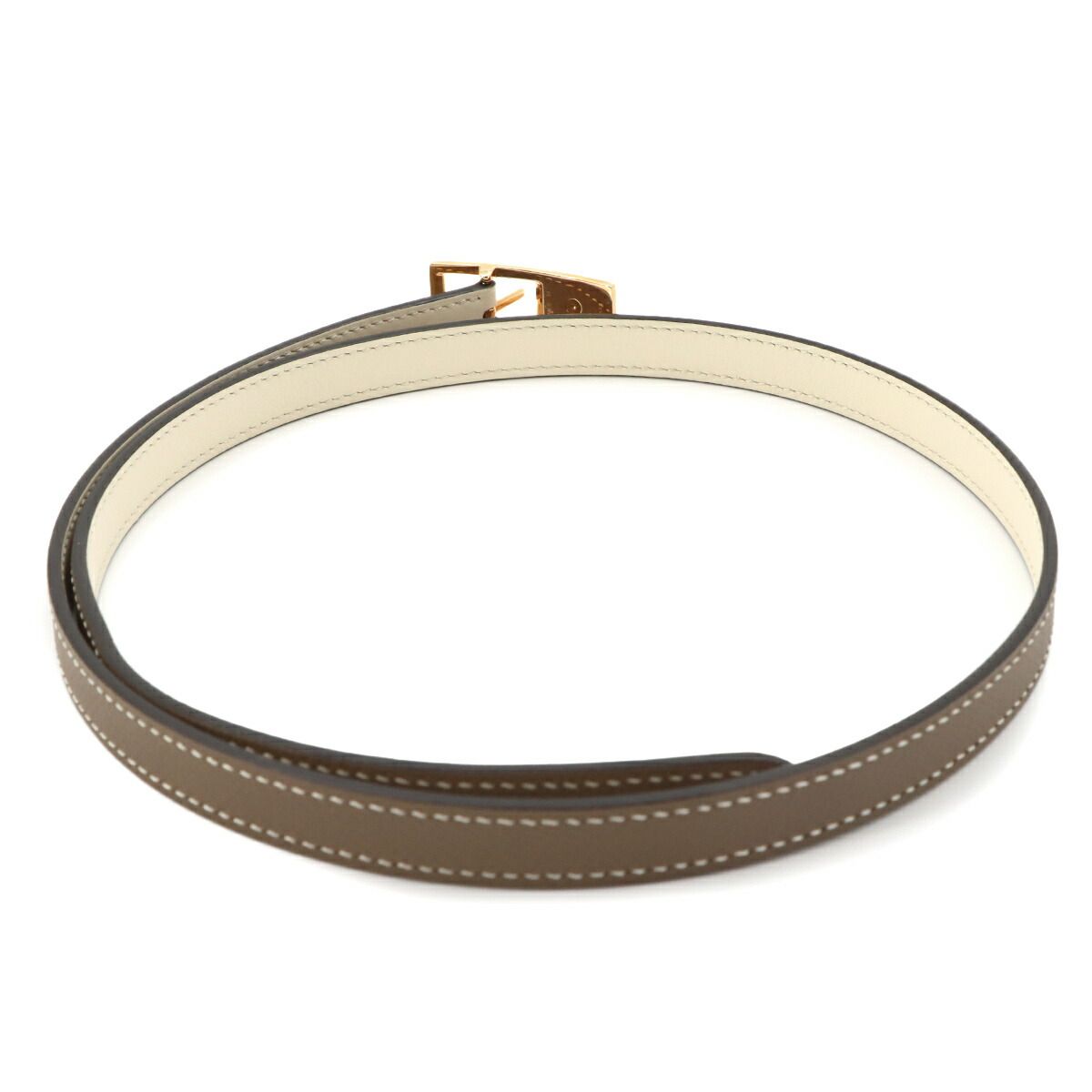 Hermes Lucky 15 Belt Reversible Epsom Etoupe Nata Gold — view 4