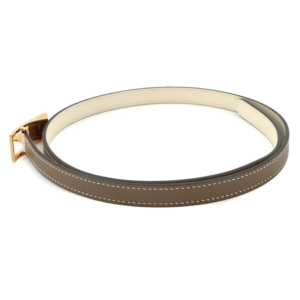 Hermes Lucky 15 Belt Reversible Epsom Etoupe Nata Gold — view 3