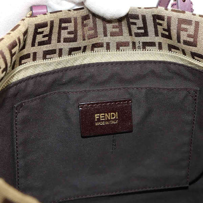 Fendi Zucchino Tote Canvas Leather Beige Purple Gold — view 8