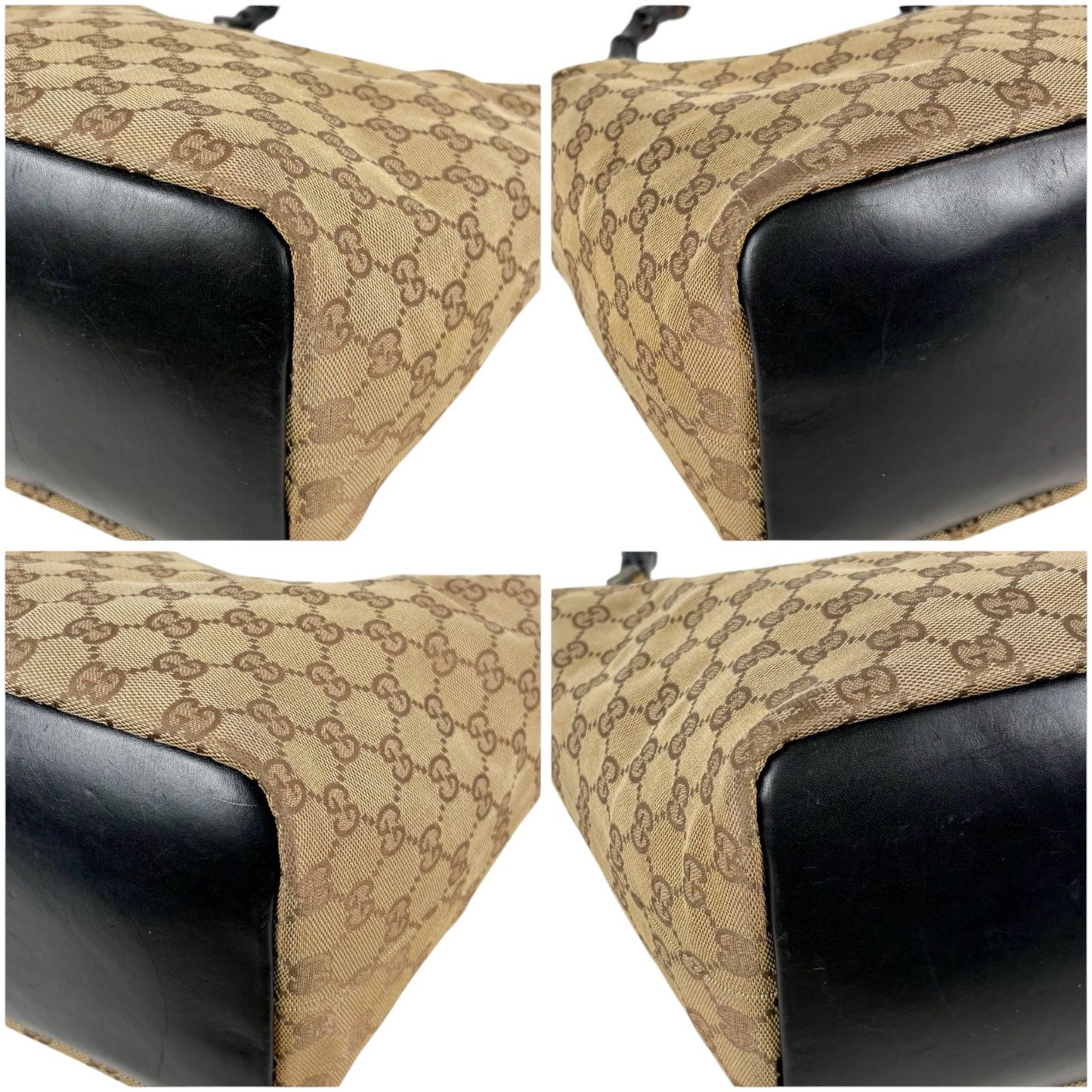 Gucci Bamboo Handle Shoulder Bag GG Canvas Brown Black — view 5