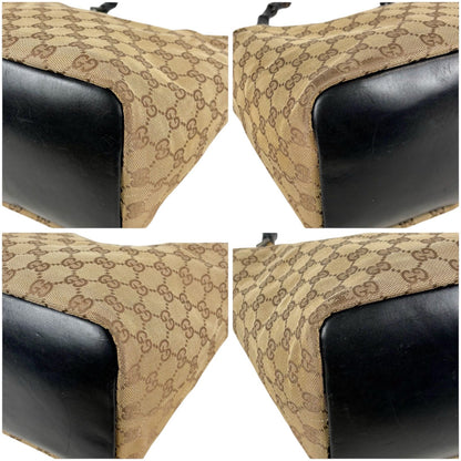 Gucci Bamboo Handle Shoulder Bag GG Canvas Brown Black — view 5
