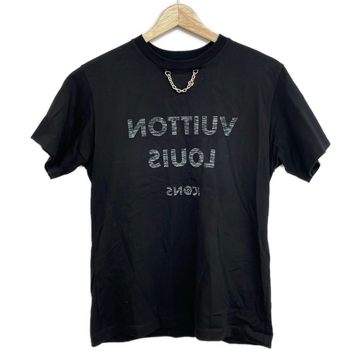 Louis Vuitton Short Sleeve T-Shirt Black Crew Neck Chain