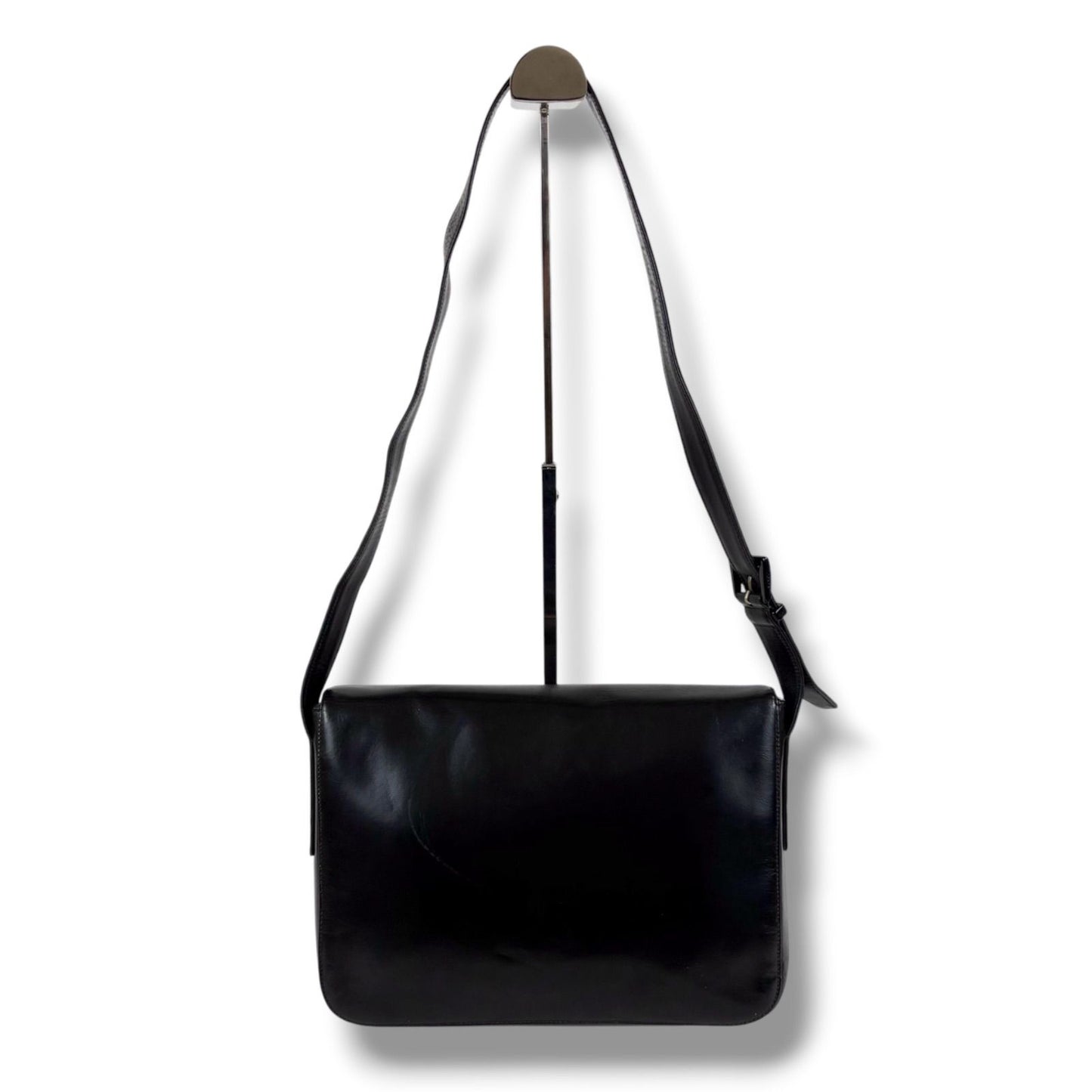 Prada Mirror Calf Leather Shoulder Bag Black — view 4