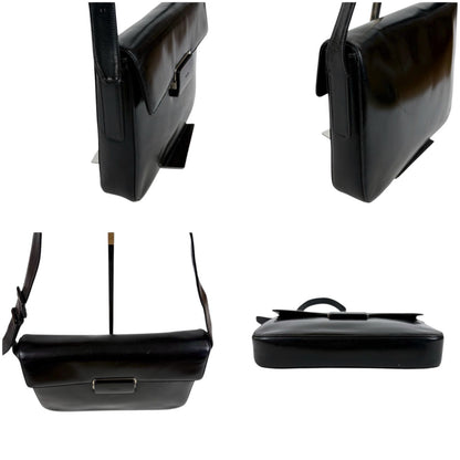 Prada Mirror Calf Leather Shoulder Bag Black — view 5