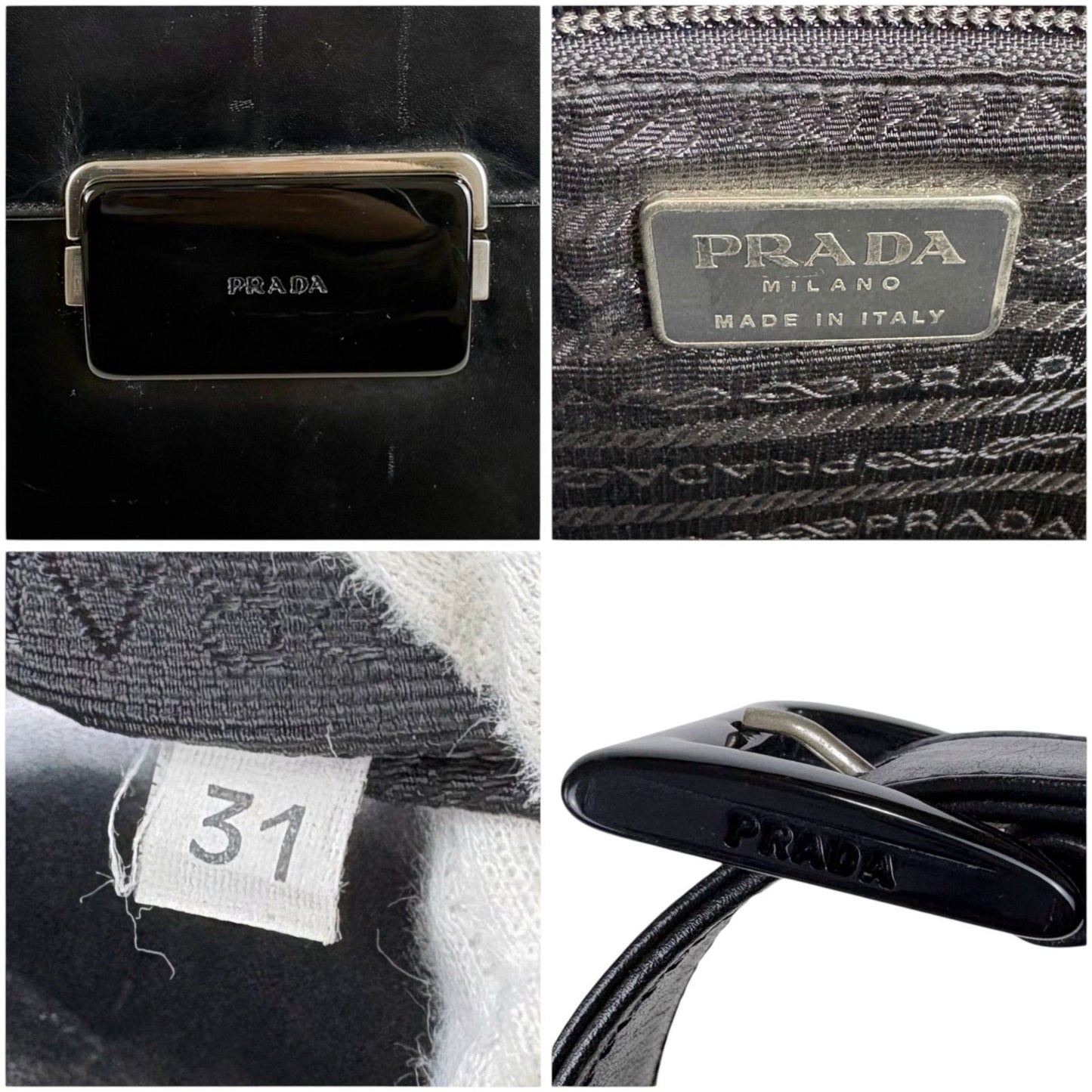 Prada Mirror Calf Leather Shoulder Bag Black — view 9