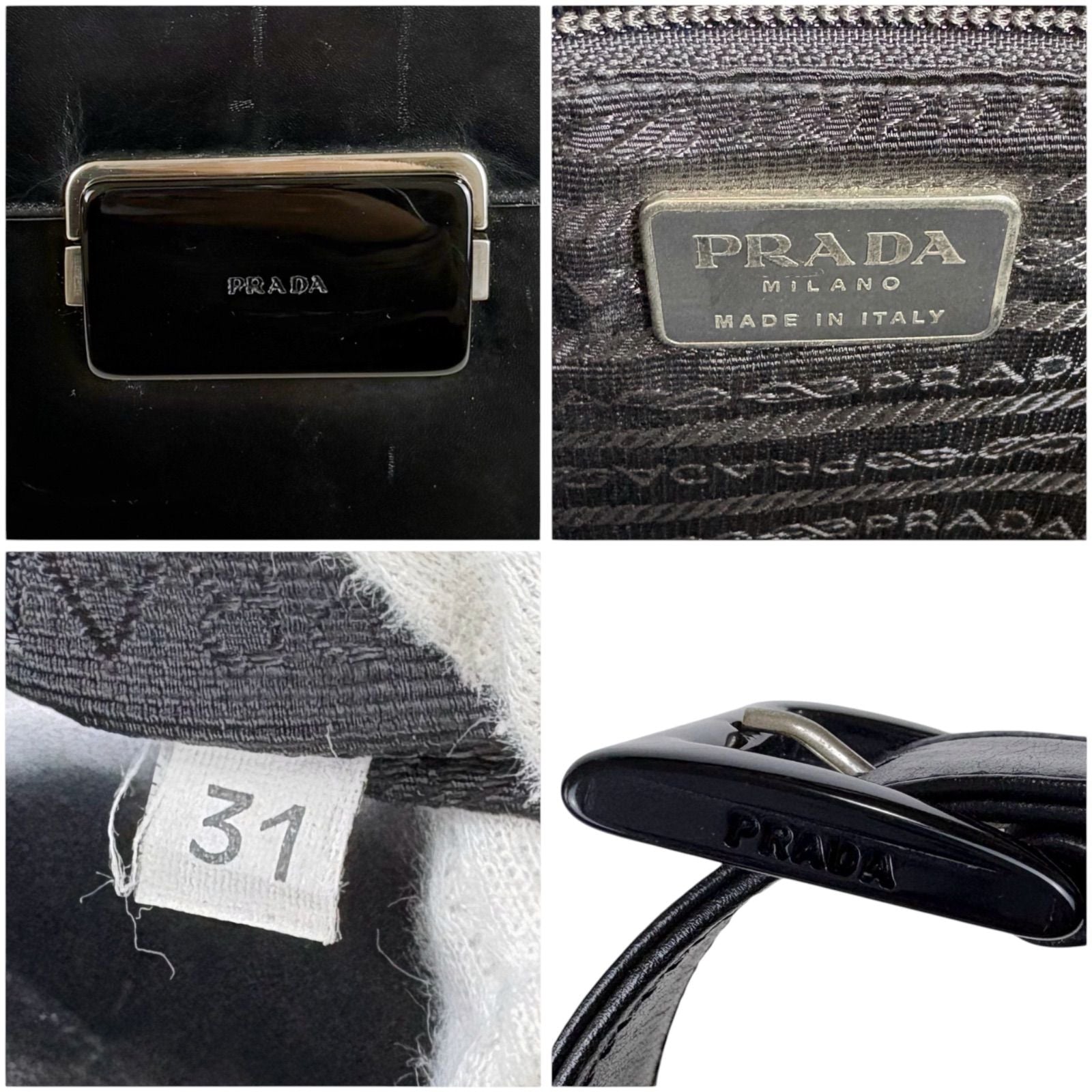 Prada Mirror Calf Leather Shoulder Bag Black — view 9