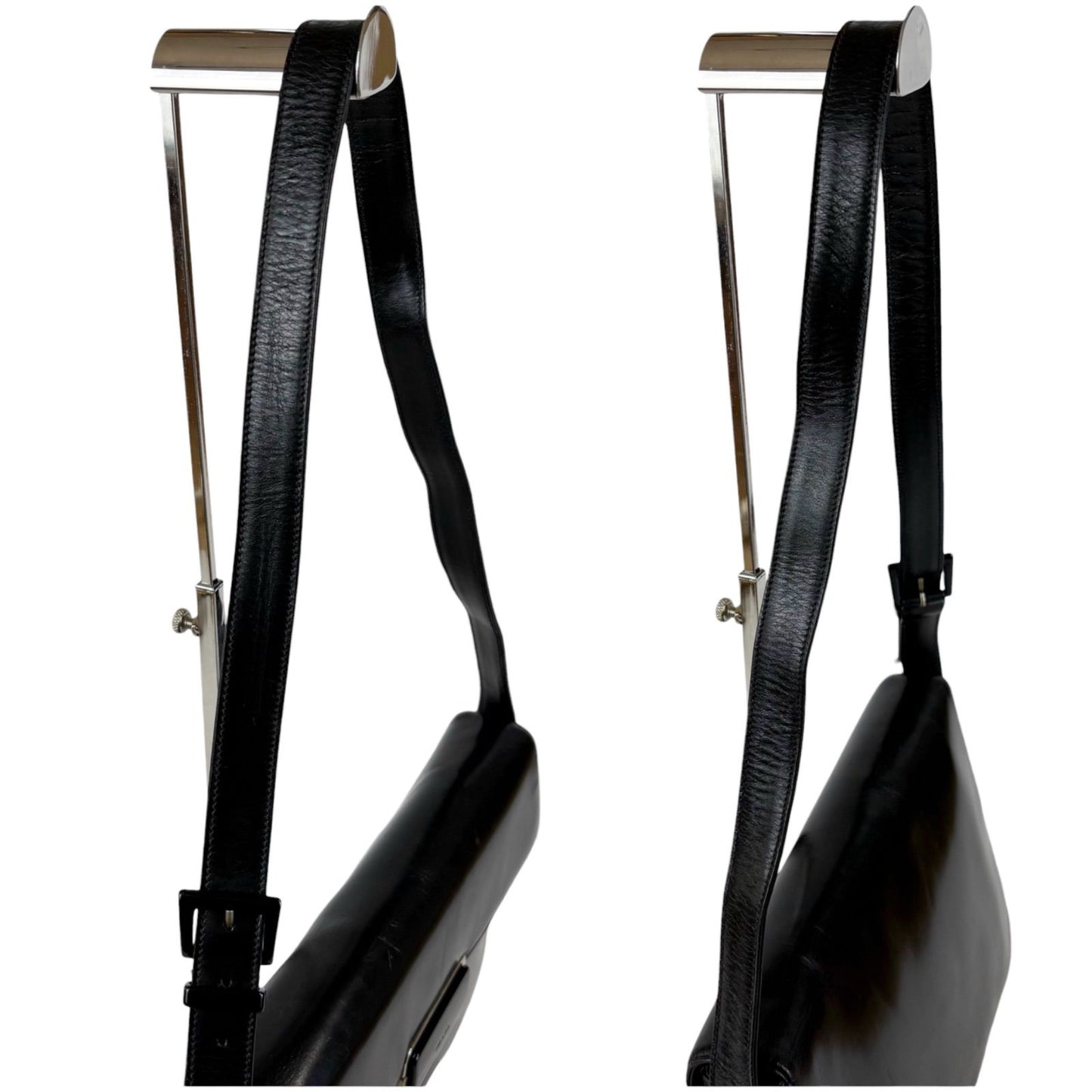 Prada Mirror Calf Leather Shoulder Bag Black — view 8