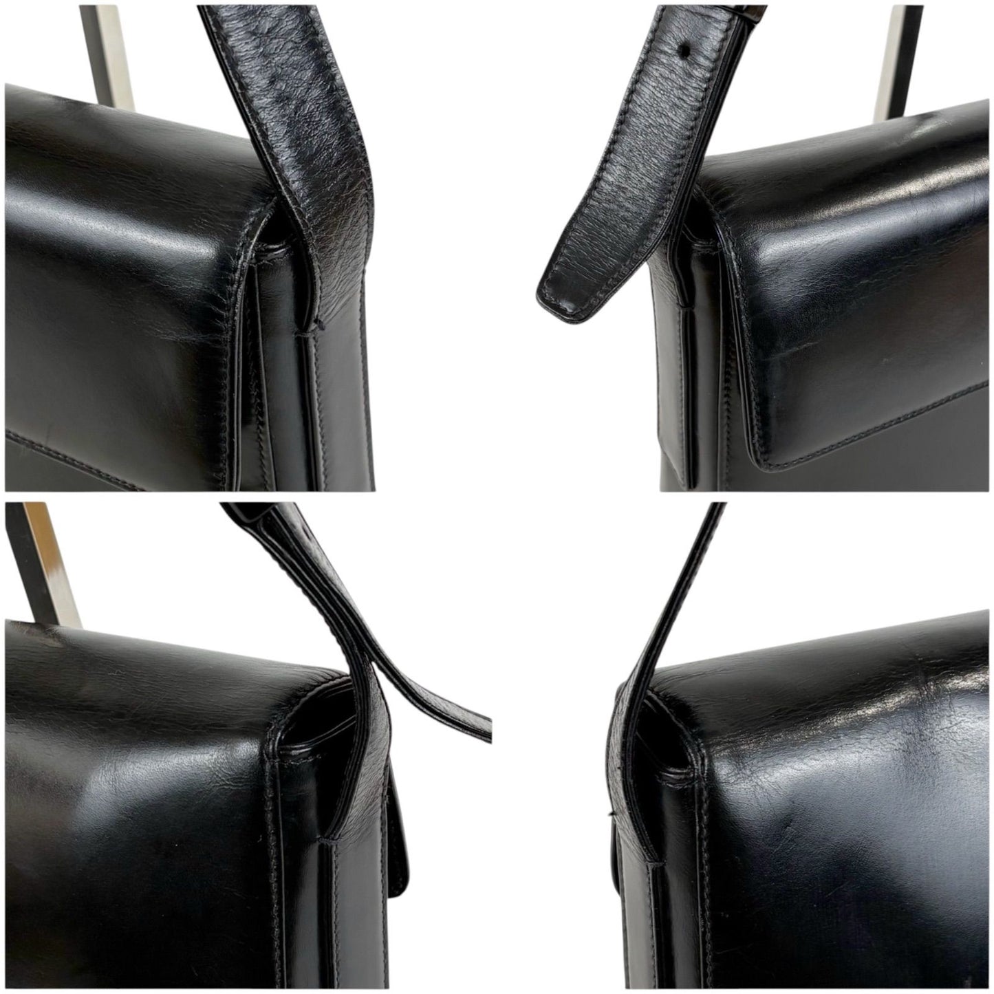 Prada Mirror Calf Leather Shoulder Bag Black — view 6
