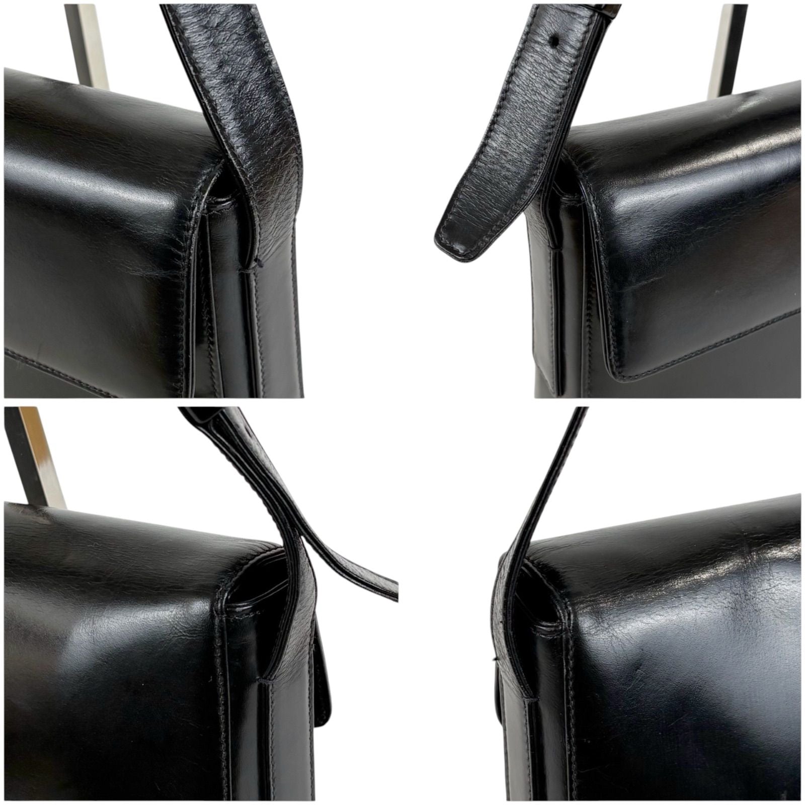 Prada Mirror Calf Leather Shoulder Bag Black — view 6