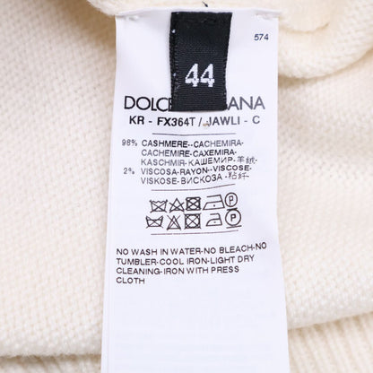 Dolce & Gabbana Ivory Cashmere Heart Crew Neck Knit 44 Sweater — view 5