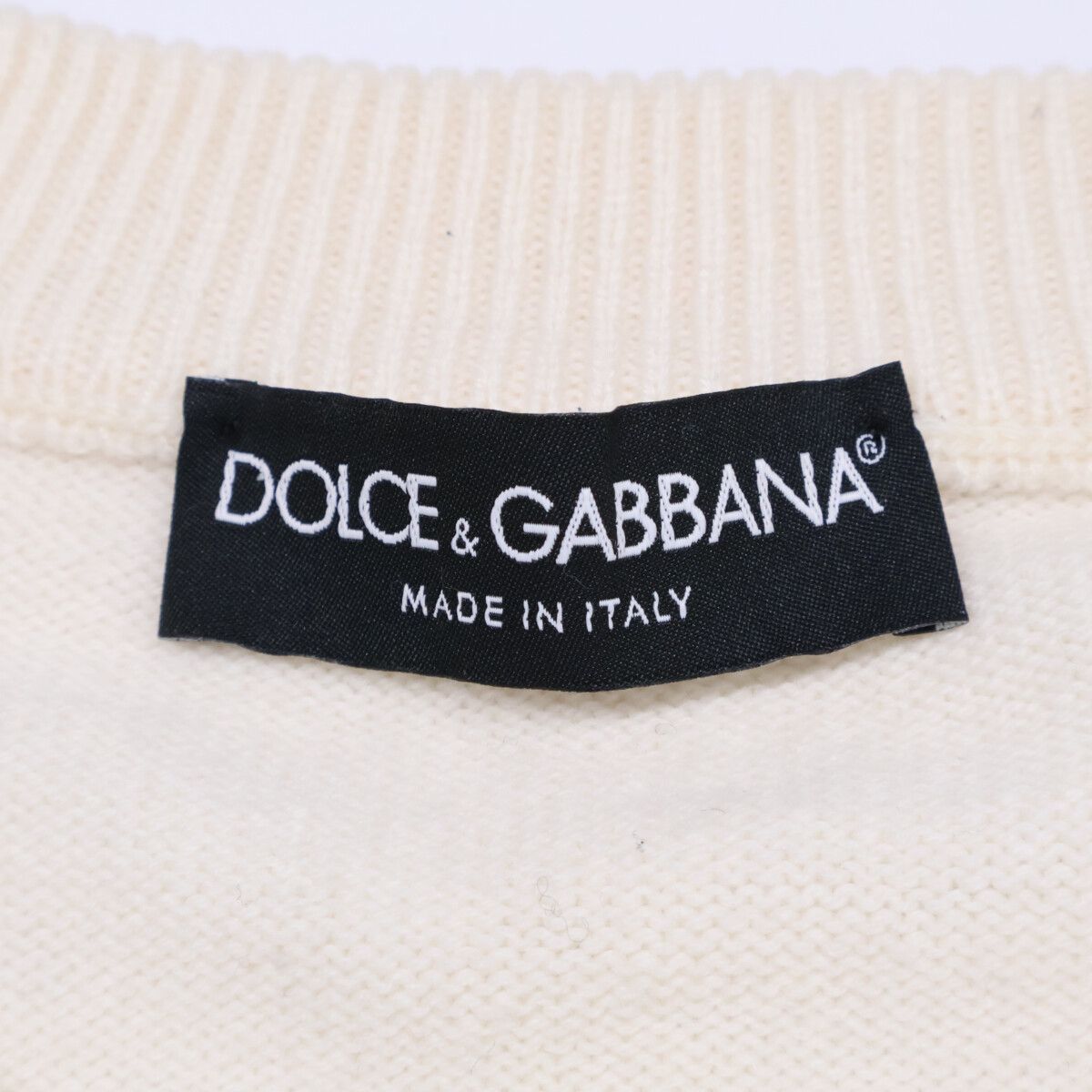 Dolce & Gabbana Ivory Cashmere Heart Crew Neck Knit 44 Sweater — view 3