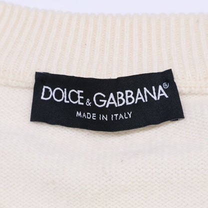 Dolce & Gabbana Ivory Cashmere Heart Crew Neck Knit 44 Sweater — view 3