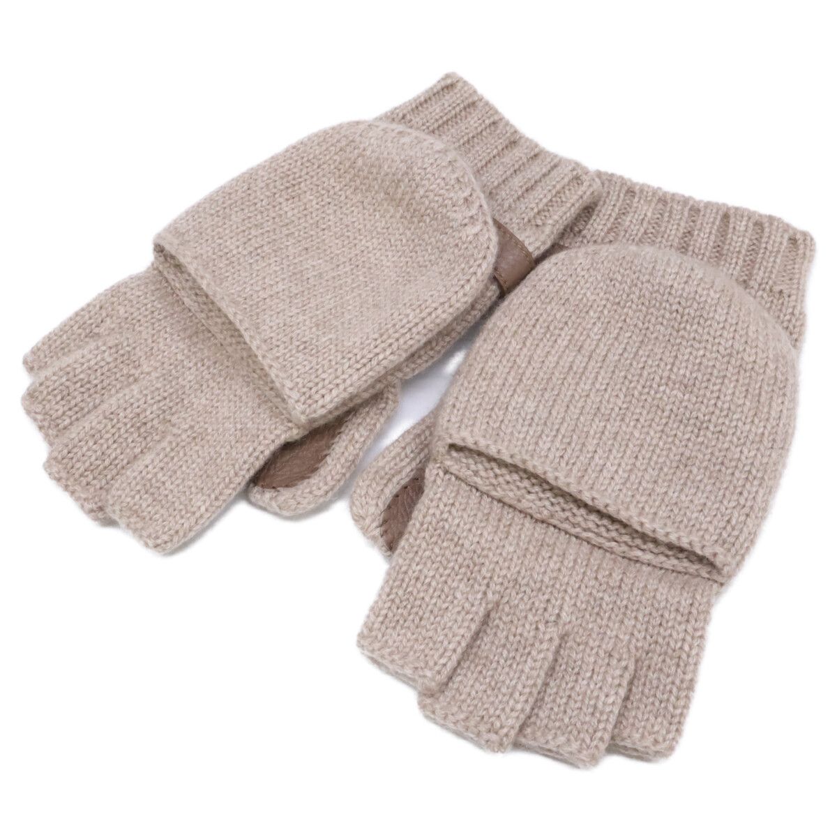 Hermes Lionel Cashmere Knit Deerskin Mittens Sweater Gloves — view 4