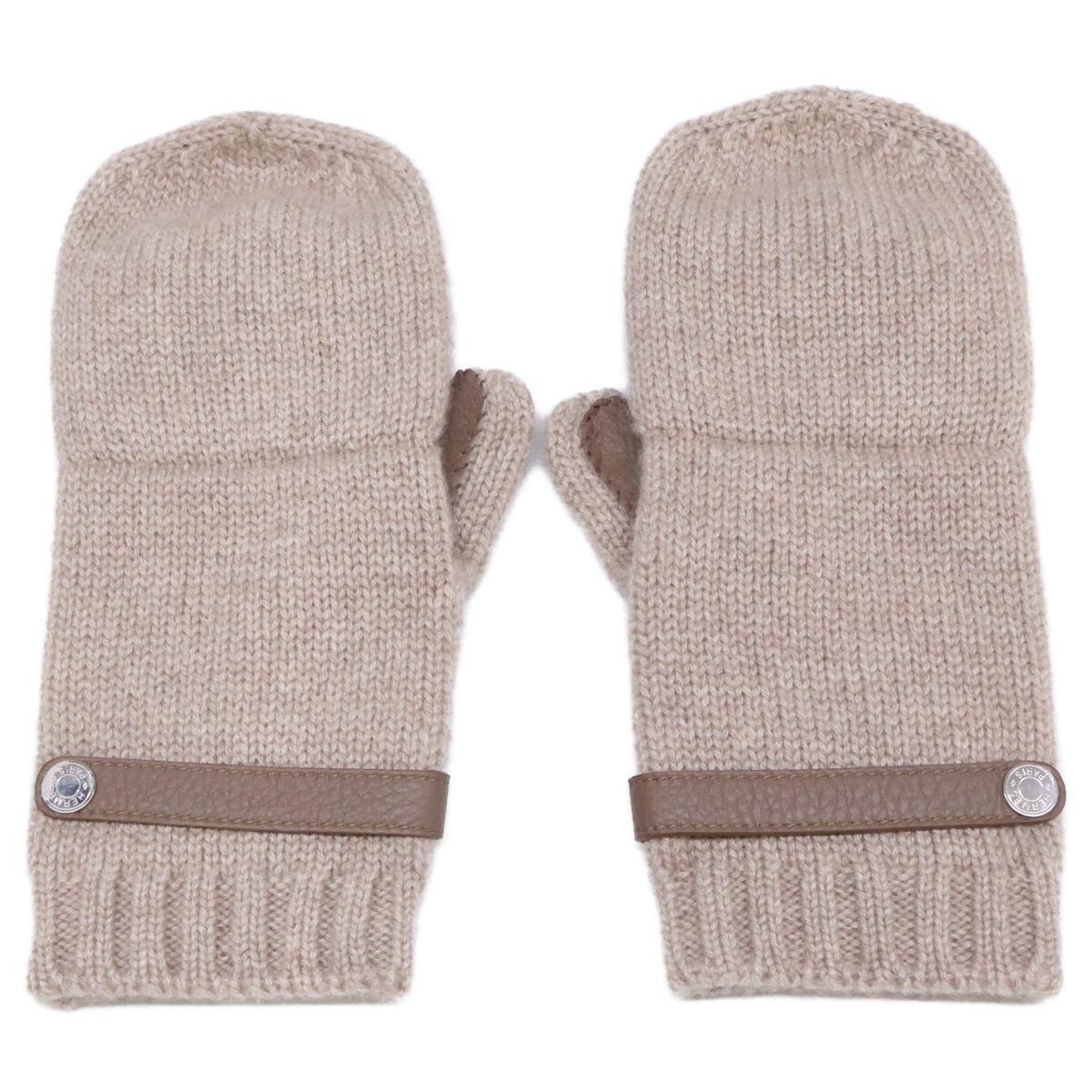 Hermes Lionel Cashmere Knit Deerskin Mittens Sweater Gloves — view 2
