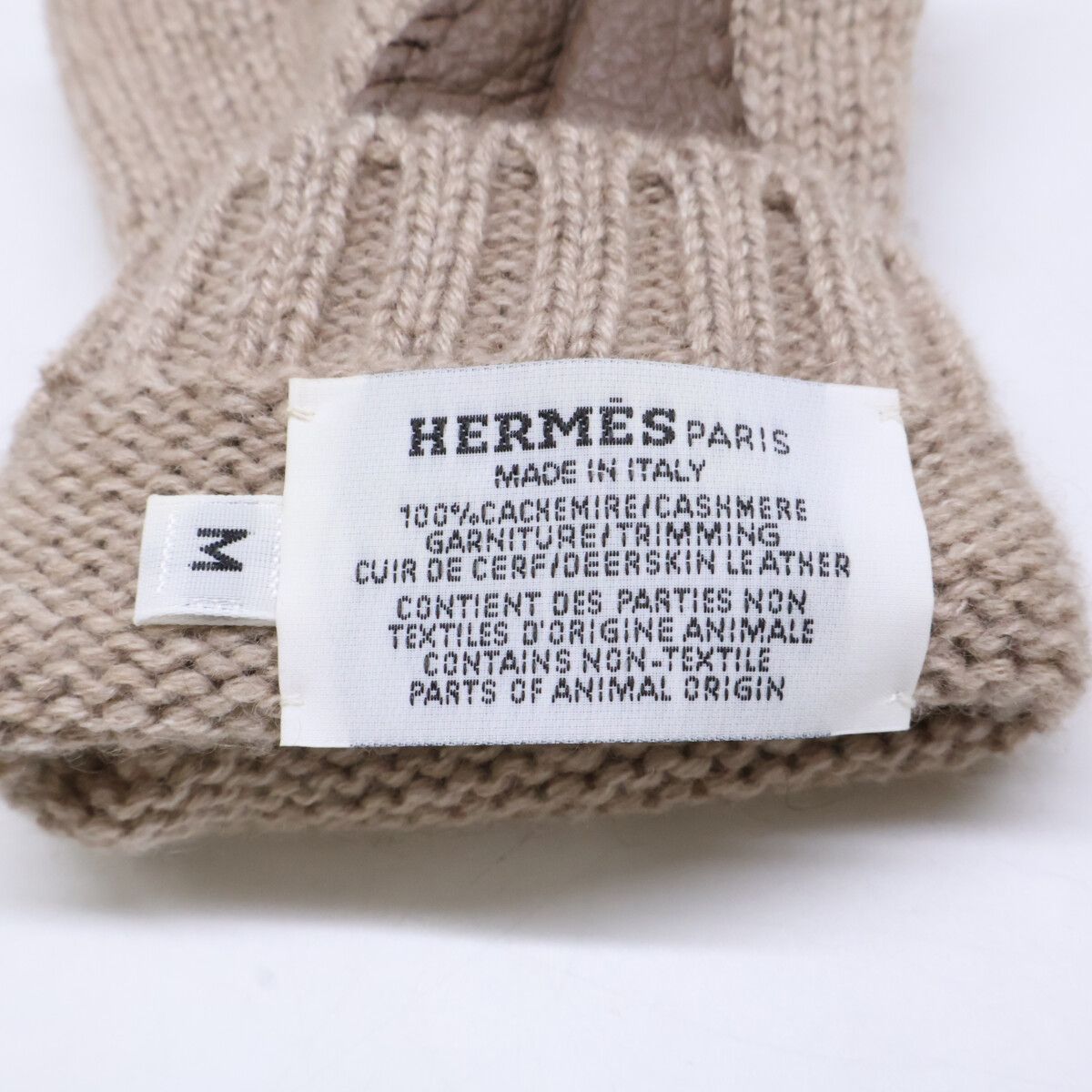Hermes Lionel Cashmere Knit Deerskin Mittens Sweater Gloves — view 8