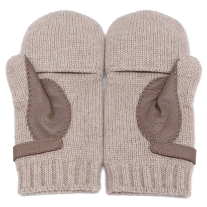Hermes Lionel Cashmere Knit Deerskin Mittens Sweater Gloves — view 3