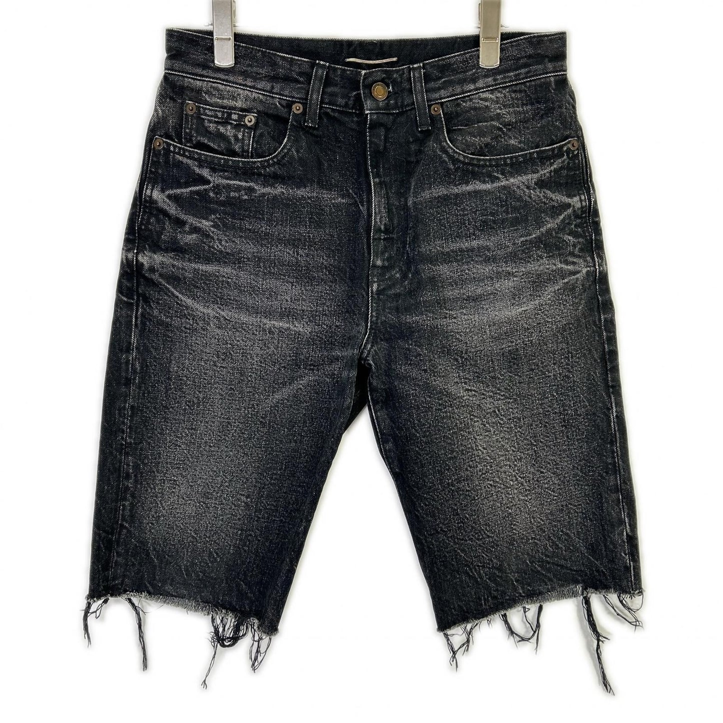 Saint Laurent Paris Black Washed Half Denim Pants 30