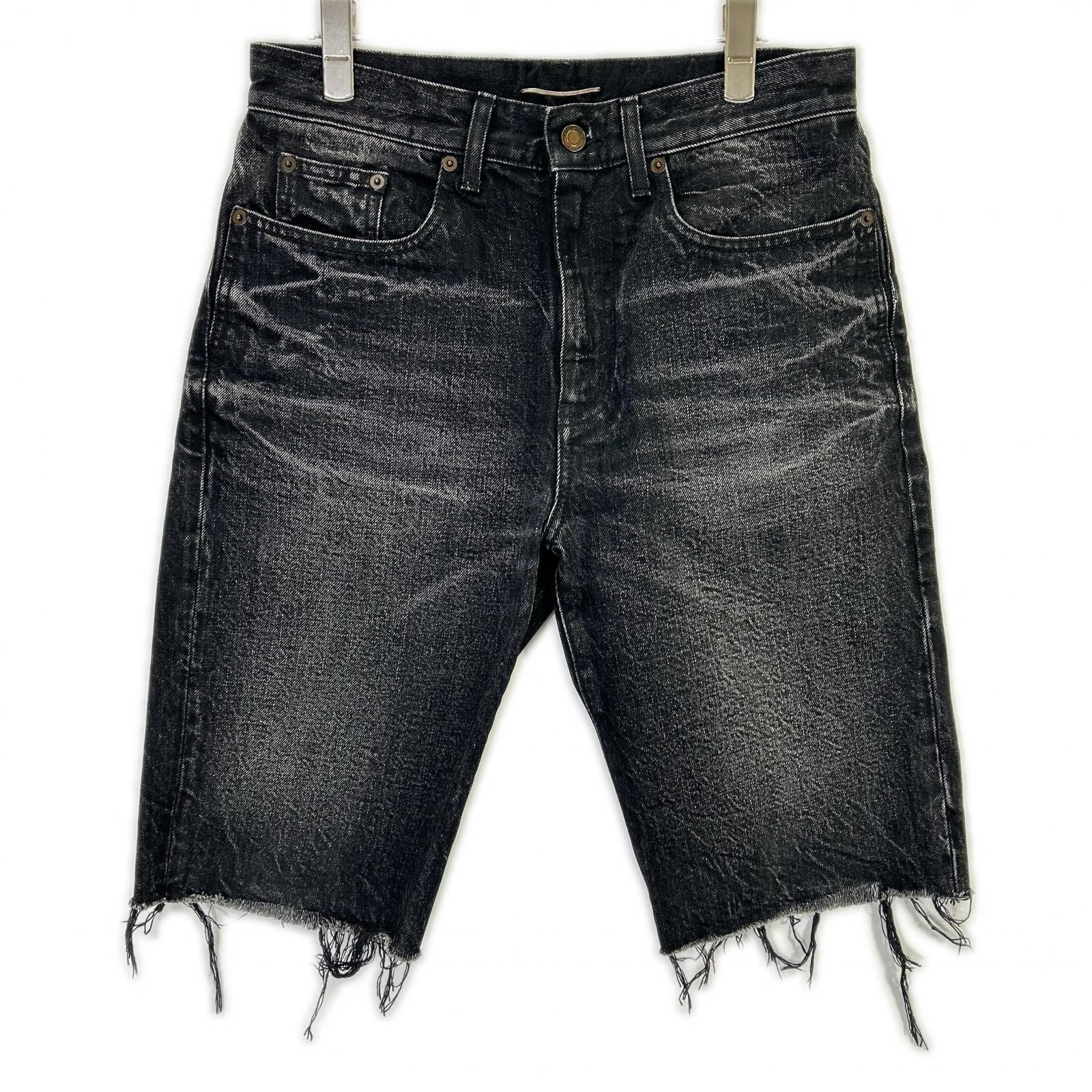 Saint Laurent Paris Black Washed Half Denim Pants 30